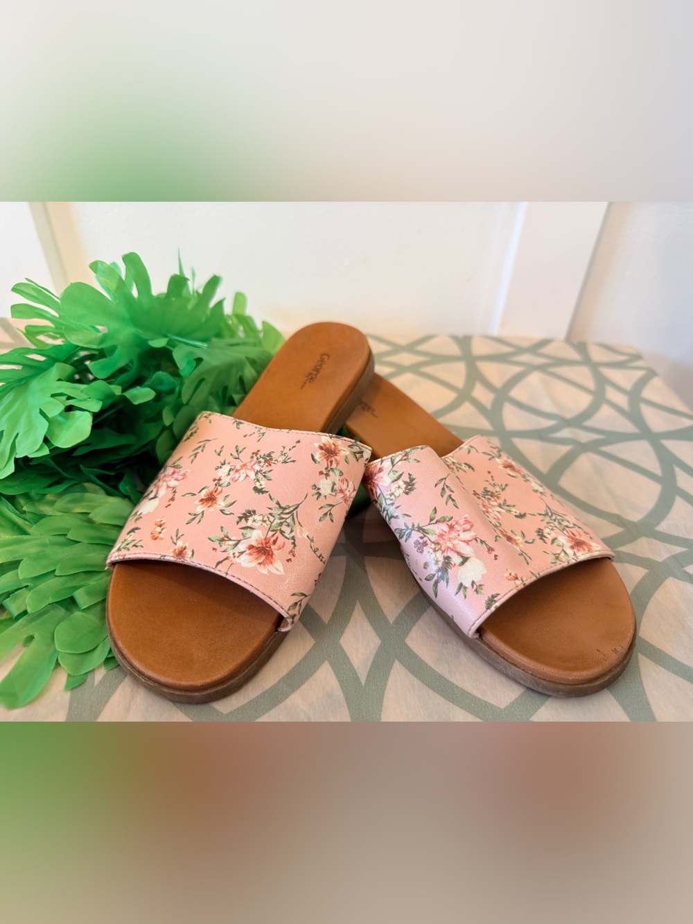 4/$25 • George Floral Design Slip On Flat Sandals